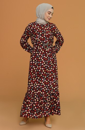 Claret Red Hijab Dress 2192-03