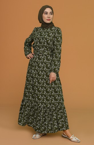 Khaki Hijab Kleider 2193-05