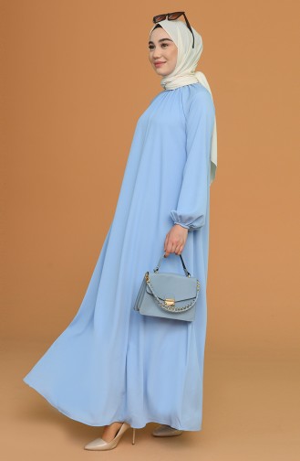 Baby Blue Hijab Dress 3210-09