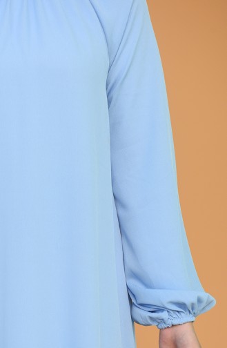 Kolu Ve Yakası Büzgülü Elbise 3210-09 Bebe Mavisi
