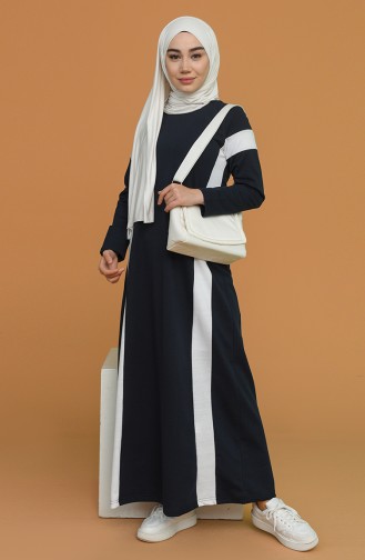 Navy Blue Hijab Dress 50103-01