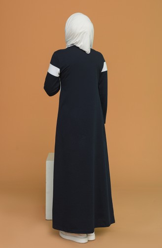 Navy Blue Hijab Dress 50103-01