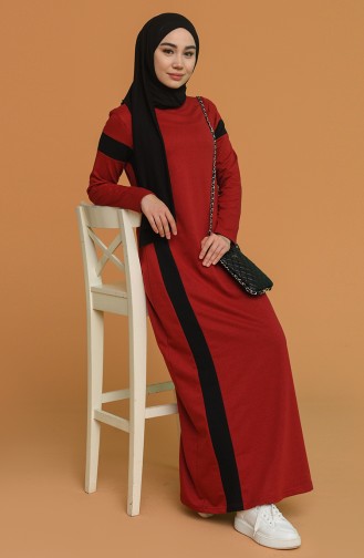 Claret Red Hijab Dress 50103-03