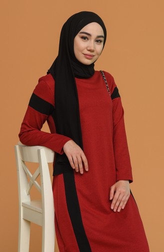 Claret Red Hijab Dress 50103-03