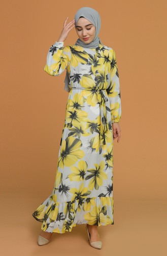 Yellow Hijab Dress 3105A-02