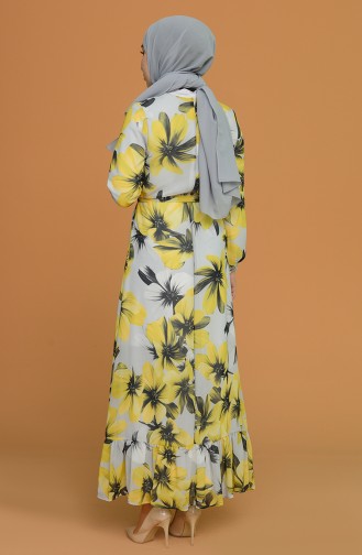 Gelb Hijab Kleider 3105A-02