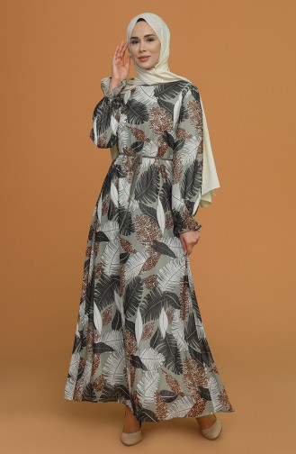 Khaki Hijab Dress 3107-03