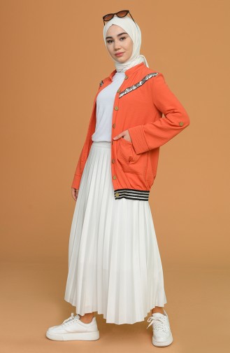 Düğmeli Bomber Ceket 1517-06 Oranj