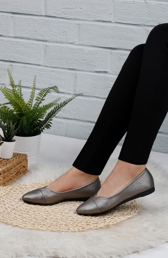 Silver Gray Woman Flat Shoe 0113-08