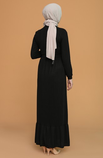 Schwarz Hijab Kleider 8006-01