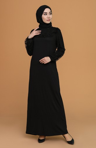 Schwarz Hijab Kleider 5100-01