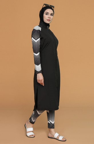 Schwarz Hijab Badeanzug 21411-01