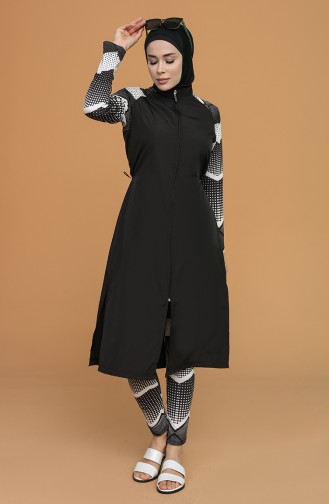 Schwarz Hijab Badeanzug 21411-01