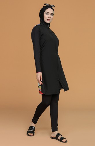 Schwarz Hijab Badeanzug 21412-02