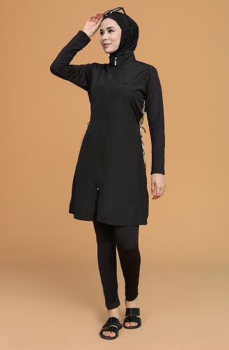 Schwarz Hijab Badeanzug 21412-02