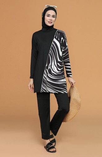 Schwarz Hijab Badeanzug 21602-01