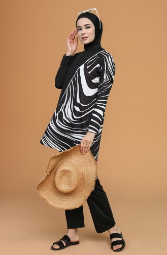 Schwarz Hijab Badeanzug 21602-01