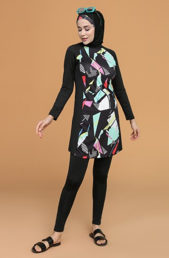 Schwarz Hijab Badeanzug 21607-01
