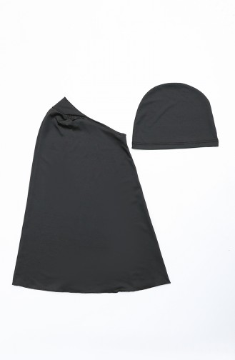 Schwarz Hijab Badeanzug 21609-03