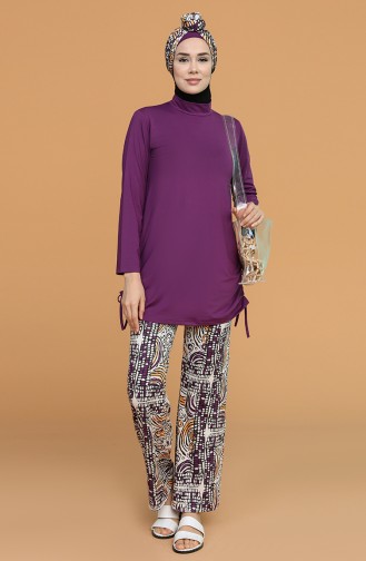 Aubergine Hijab Badeanzug 21629-01