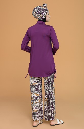 Aubergine Hijab Badeanzug 21629-01