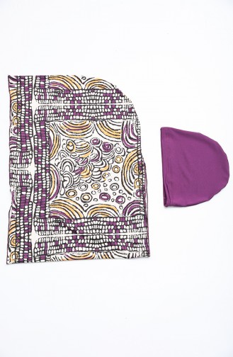 Aubergine Hijab Badeanzug 21629-01