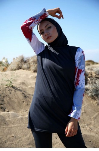 Rauchgrau Hijab Badeanzug 1070