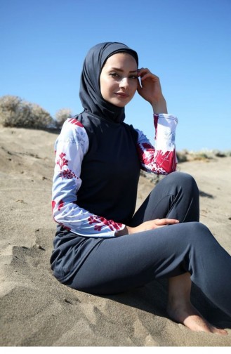 Rauchgrau Hijab Badeanzug 1070