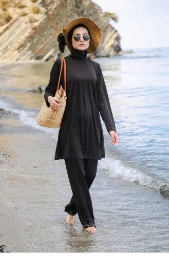 Schwarz Hijab Badeanzug 45