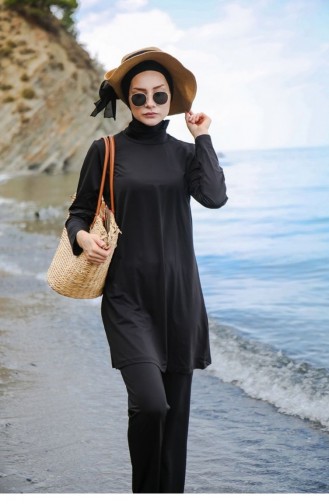 Schwarz Hijab Badeanzug 45