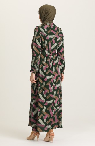 Dark Green Hijab Dress 0009-04