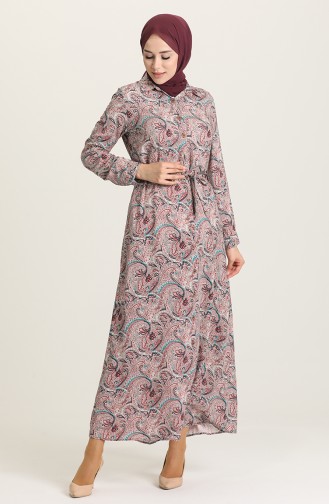 Beige-Rose Hijab Kleider 0010-02