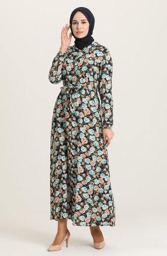 Dunkelblau Hijab Kleider 0011-02