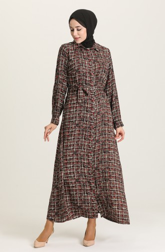 Ziegelrot Hijab Kleider 0012-02