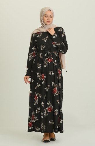 Schwarz Hijab Kleider 4575D-01