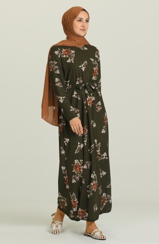 Khaki Hijab Dress 4575D-04