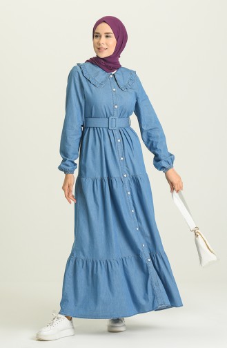 Robe Hijab Bleu Jean 7002-01