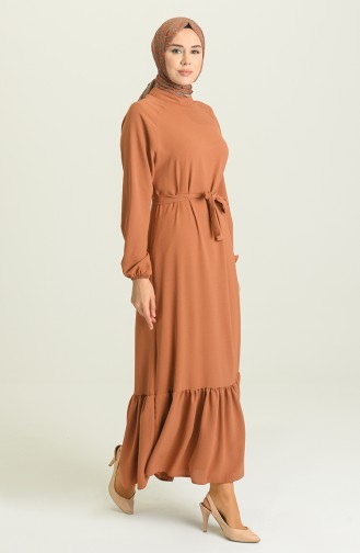 Tan Hijab Dress 1009-08