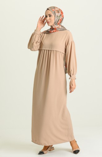 Beige Hijab Dress 21Y8410-04