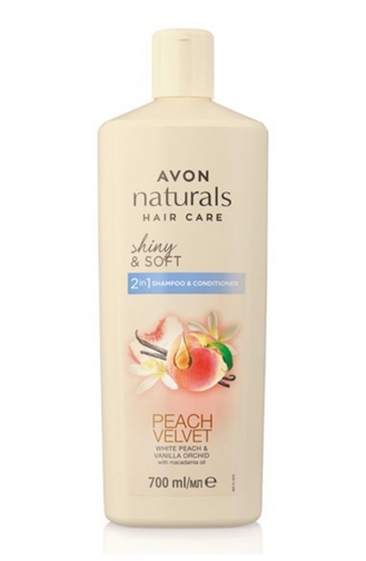 Avon Naturals Hair Care Shiny Soft Beyaz Şeftali Vanilya Kokulu Şampuan Ve Saç Kremi 700 Ml. SAMPUAN1034-01 Beyaz