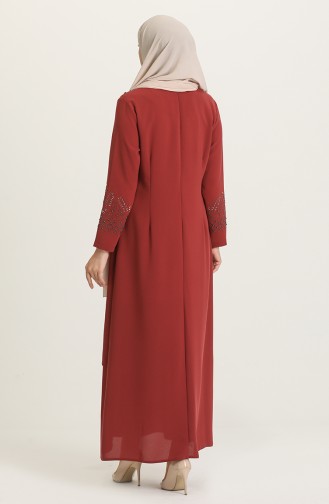 Brick Red Hijab Evening Dress 2021-07