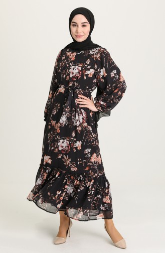 Schwarz Hijab Kleider 7001-02