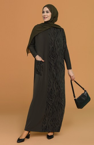 Khaki Hijab Dress 1497-02