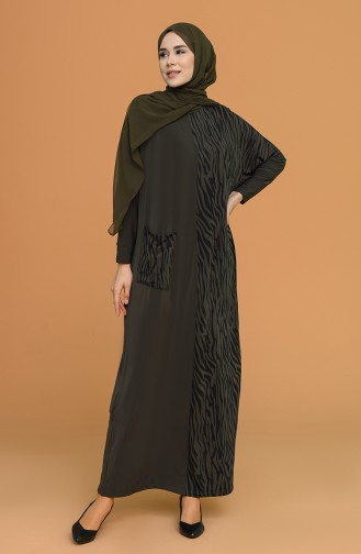 Khaki Hijab Dress 1497-02