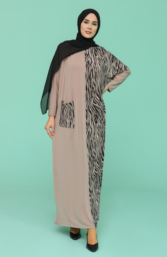 Beige Hijab Dress 1497-03