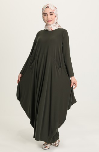 Khaki Hijab Dress 1686-03