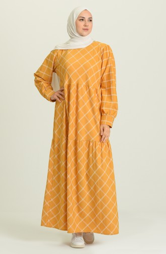 Mustard İslamitische Jurk 21Y8399A-04