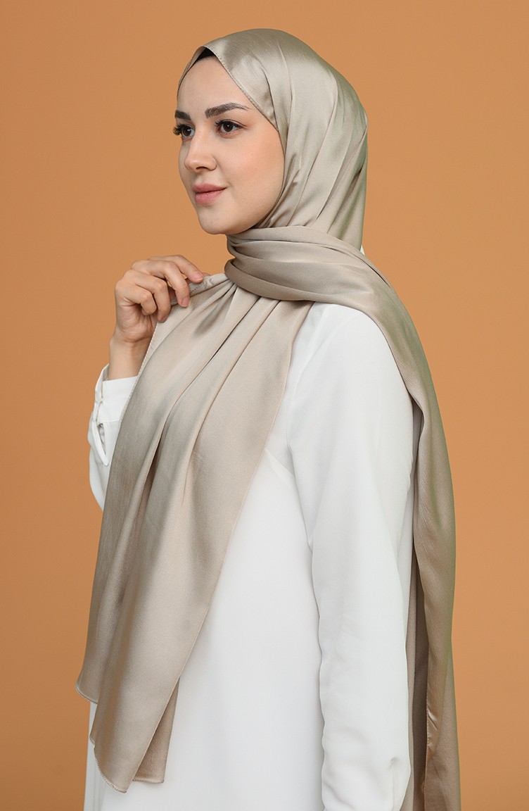Charm Düz Saten Şal 15224-15 Açık Vizon