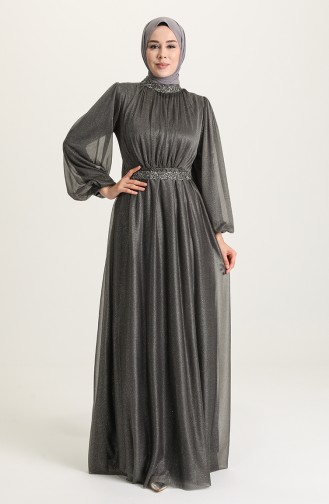 Rauchgrau Hijab-Abendkleider 5501-01