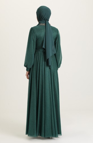 Emerald Green Hijab Evening Dress 5501-02
